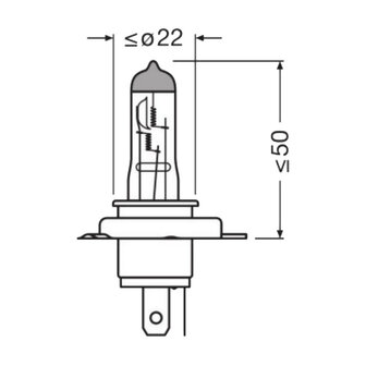 Osram H19 Halogen Bulb 12V Original Line PU43t-3