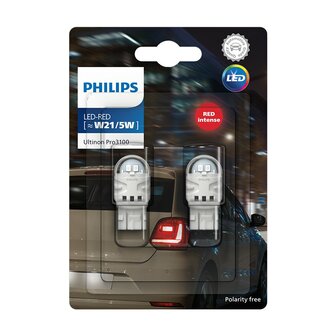 Philips LED Retrofit W21/5W Rood 12V&nbsp;2 Stuks