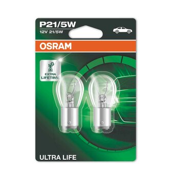 Osram Light Bulb P21/5W 12V Ultra Life BAY15d 2 Pieces