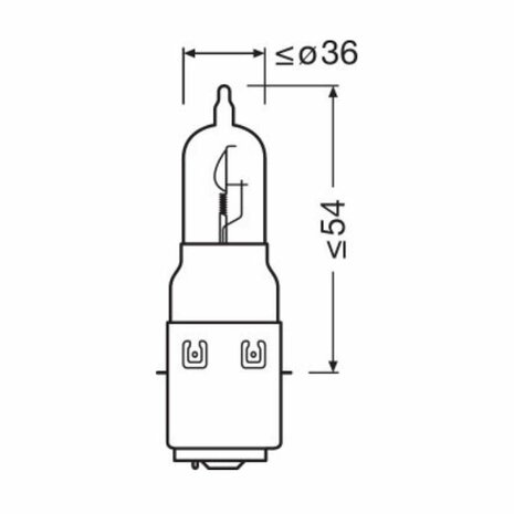 Bulb OSRAM 12V/35/35W, socket: BA20d halogen clear with E13 mark
