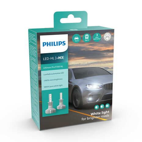 Philips H3 LED Headlight 12/24V 12W 2 Pieces