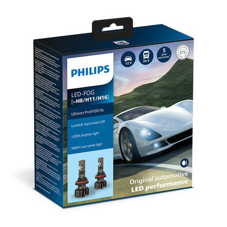 Philips H8/H11/H16 LED Fog lamp 12/24V 11W 2 Pieces