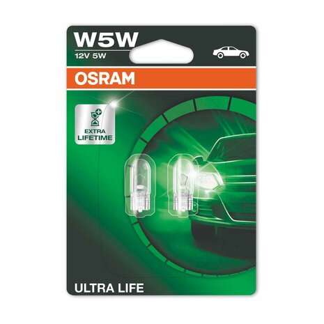 Osram Light Bulb W5W 12V 5W Ultra Life W2.1x9.5d 2 Pieces