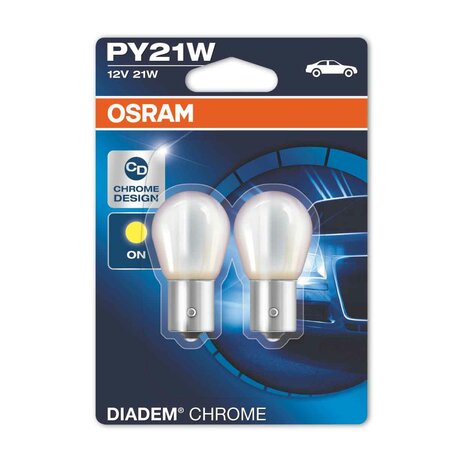 Osram PY21W Light Bulb 12V 21W Diadem Chrome BAU15s 2 Pieces