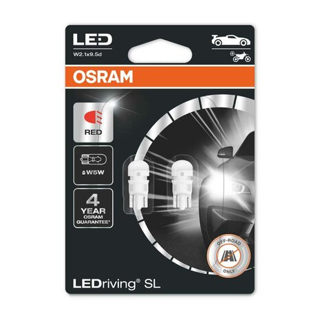 Osram W5W W2.1x9.5d LED Retrofit Red Set 12 volt