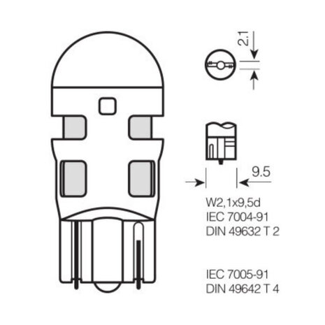 Osram W5W W2.1x9.5d LED Retrofit Red Set 12 volt