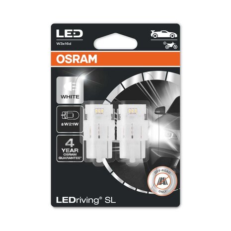 Osram W21W LED Retrofit White 12V W3x16d 2 Pieces